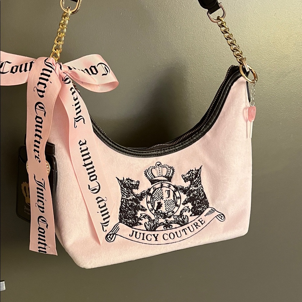 Juicy Couture Light Pink Velvet Shoulder Bag
